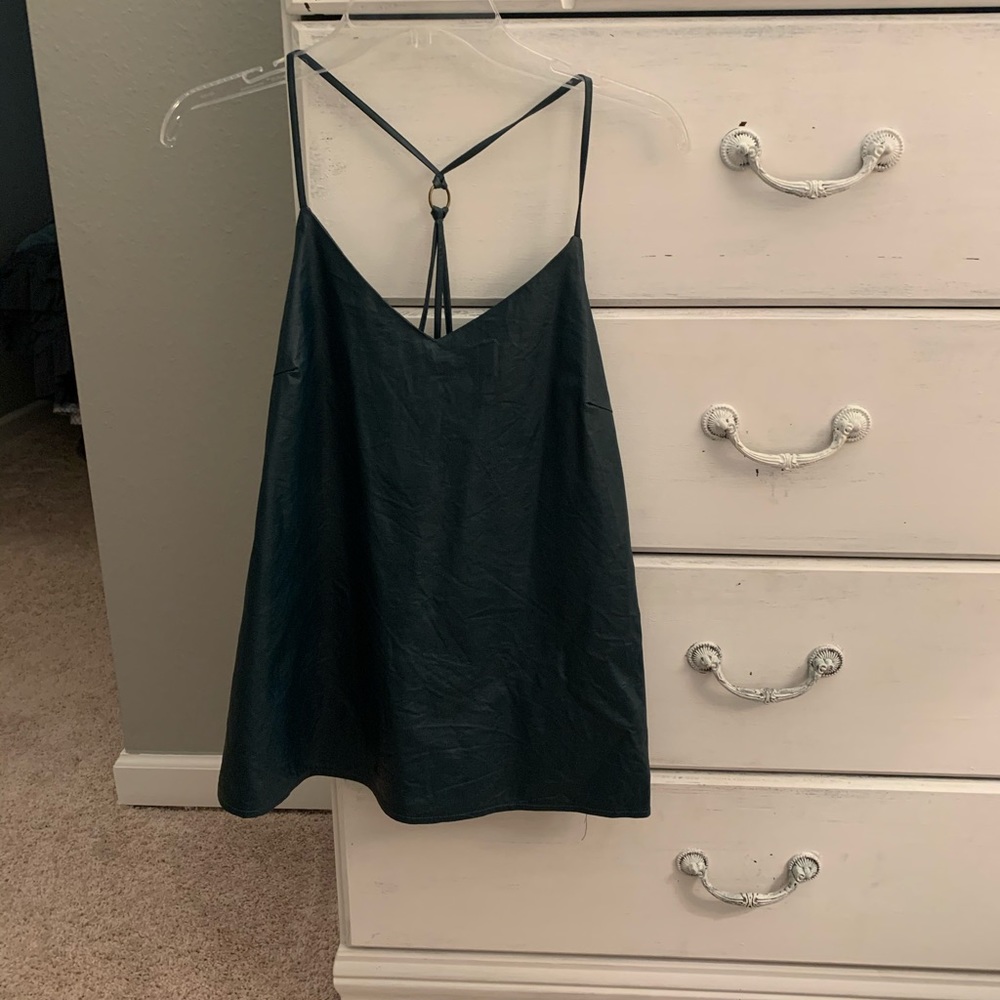 Teal leather tank top